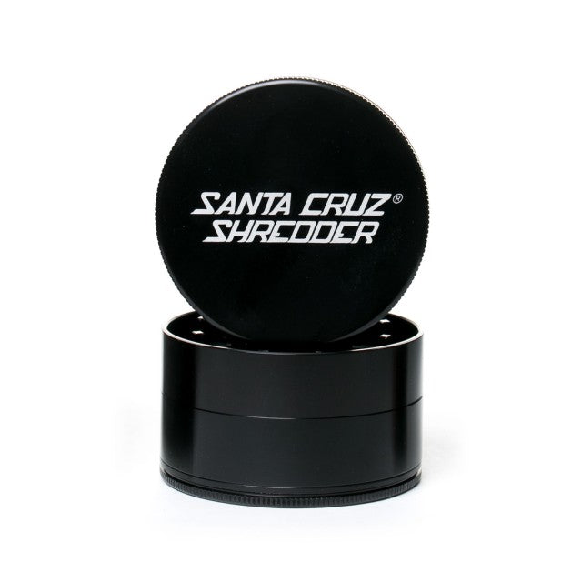 Large 4 Piece Gloss Herb Grinders By Santa Cruz Shredder Black