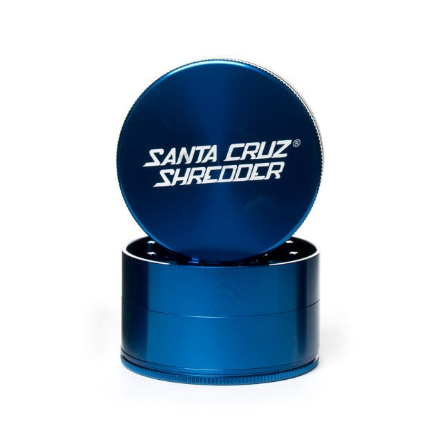 Large 4 Piece Gloss Herb Grinders By Santa Cruz Shredder Blue