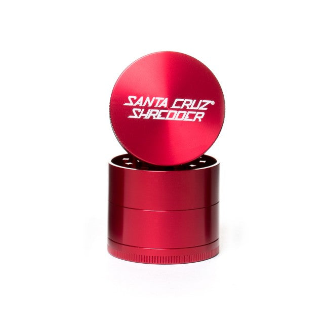 Medium 4 Piece Gloss Herb Grinders By Santa Cruz Shredder Red