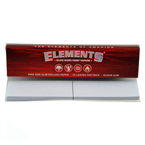 Elements Hemp (Red) Connoisseur King Size Slim Rolling Papers + Tips