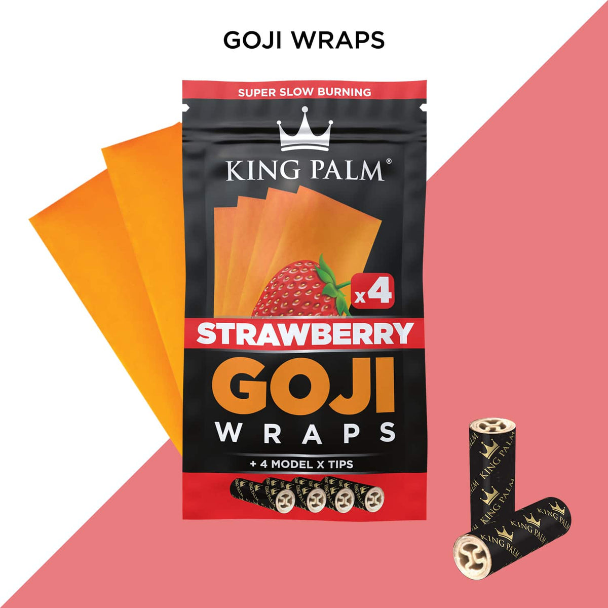 King Palm 4 Goji Wraps w/ Model X Tips – Strawberry