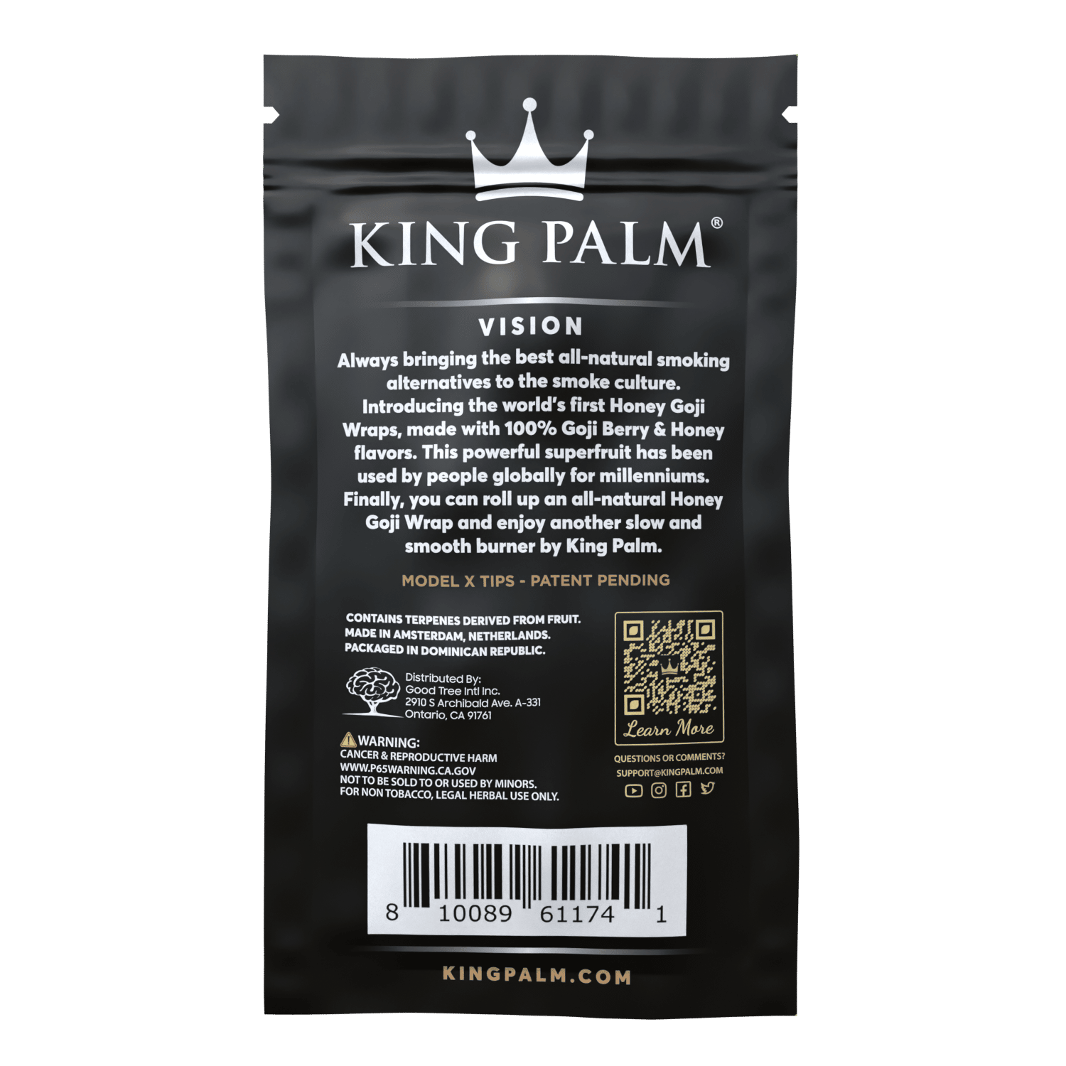 King Palm 4 Goji Wraps w/ Model X Tips – Honey