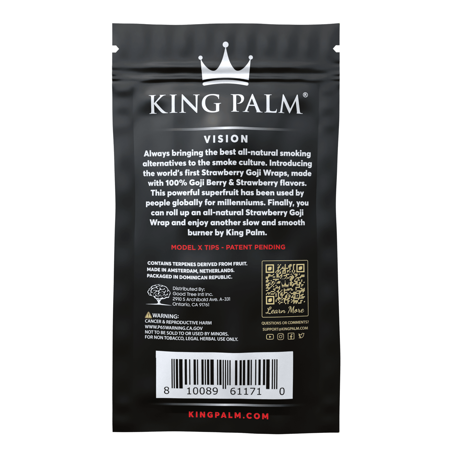 King Palm 4 Goji Wraps w/ Model X Tips – Strawberry