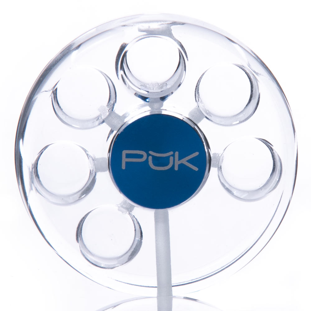 Puk Glass Six Shooter Pipes Clear Blue