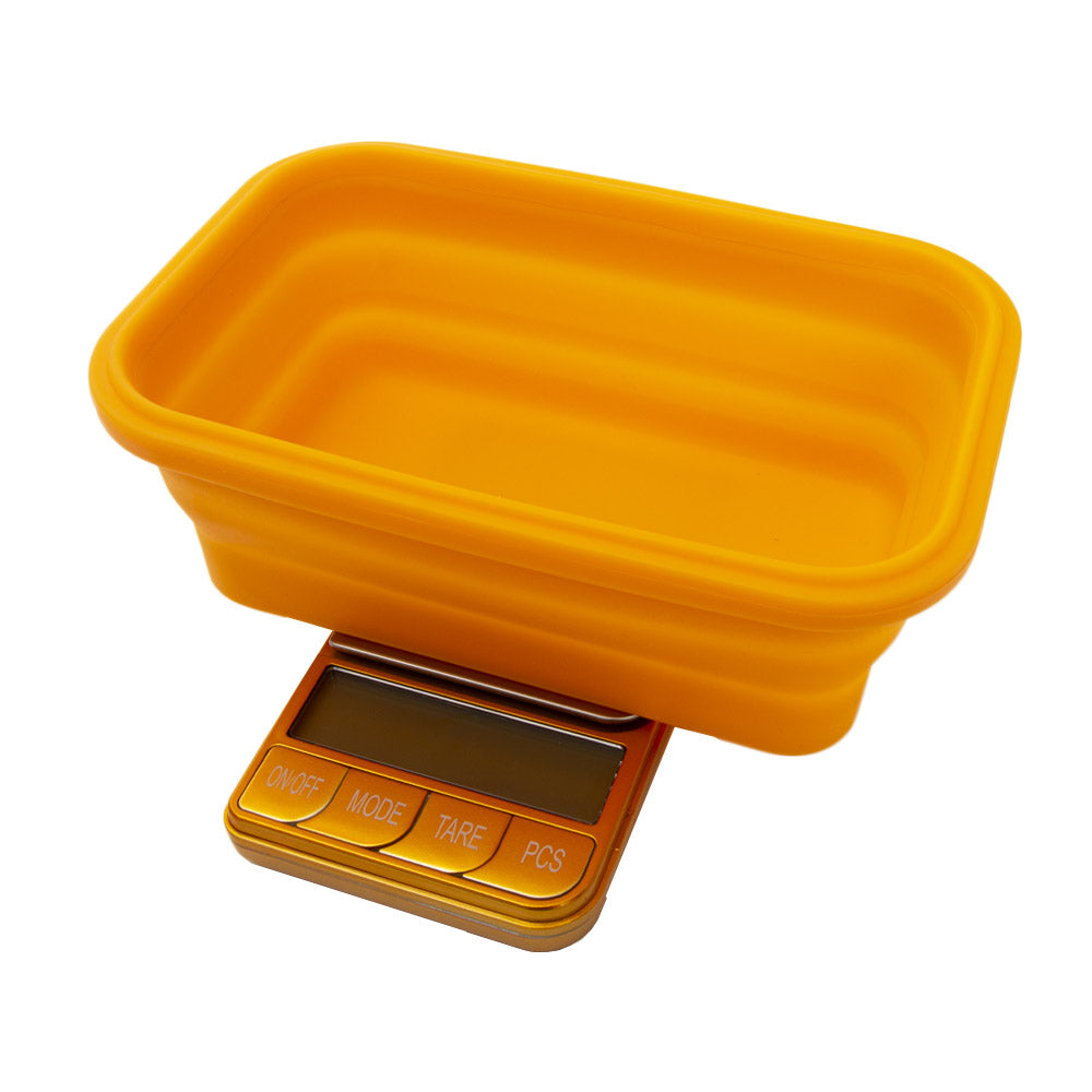 Omega Collapsible Silicone Bowl Digital Scales Platinum Collection By Kenex Orange 0 1G