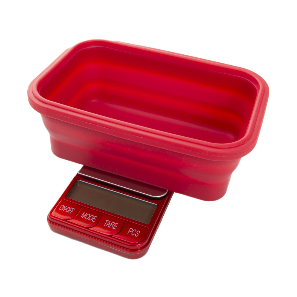 Omega Collapsible Silicone Bowl Digital Scales Platinum Collection By Kenex Red 0 1G