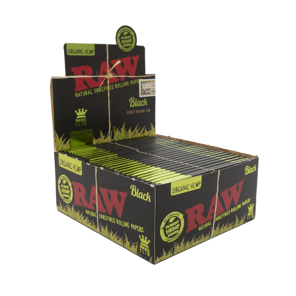 Raw Black Organic Hemp King Size Slims Rolling Papers 50Pcs