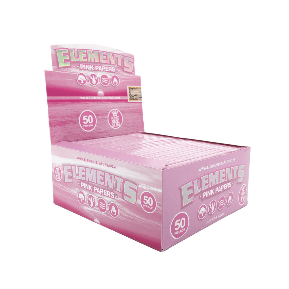 Pink Papers King Size Slim Rolling Papers By Elements 50Pcs