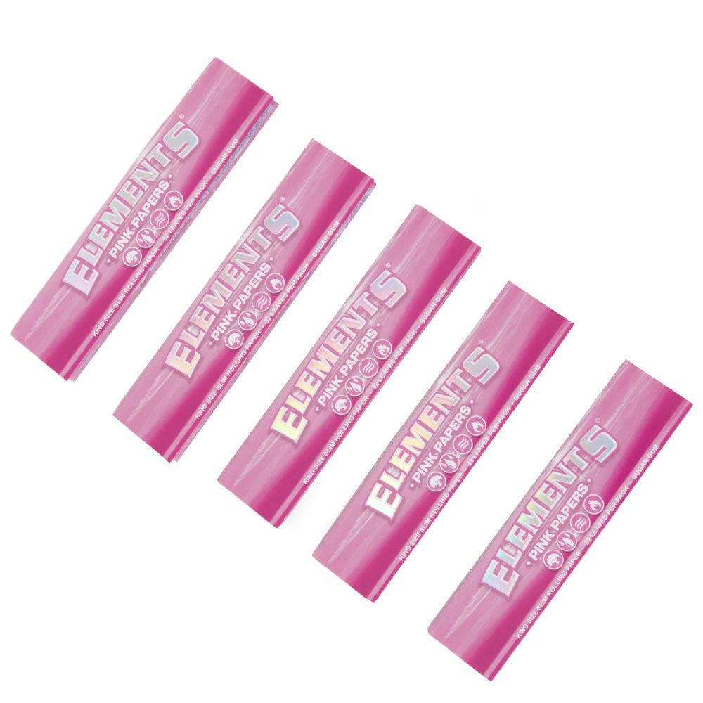 Pink Papers King Size Slim Rolling Papers By Elements 5Pcs