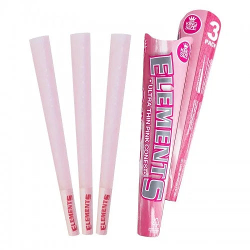 ELEMENTS PINK CONES – PACK OF 3 – PRE-ROLLED KING SIZE