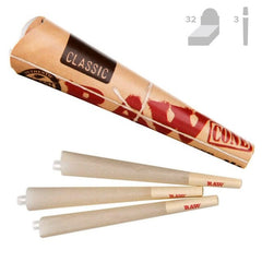 Raw Classic Kingsize Pre Rolled Cones 3 Pack 32 Box 5Pcs