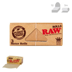 Raw Classic Natural Rolling Paper Rolls 3 Metre 12 Box 12