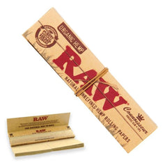 Raw Organic Hemp Connoisseur Kingsize Slim With Tips Natural Rolling Paper 32 Papers 50 Box 5Pcs