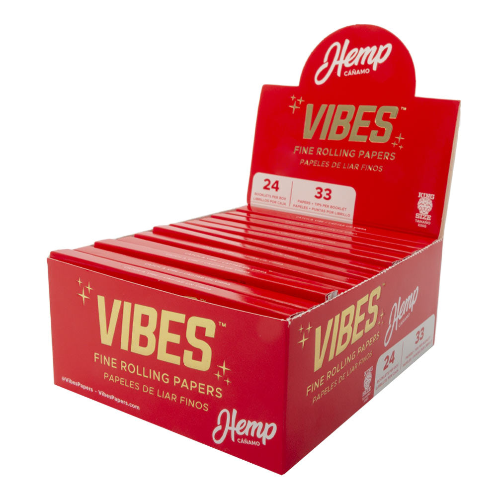 Vibes Hemp King Size Slim Papers With Tips 24Pcs