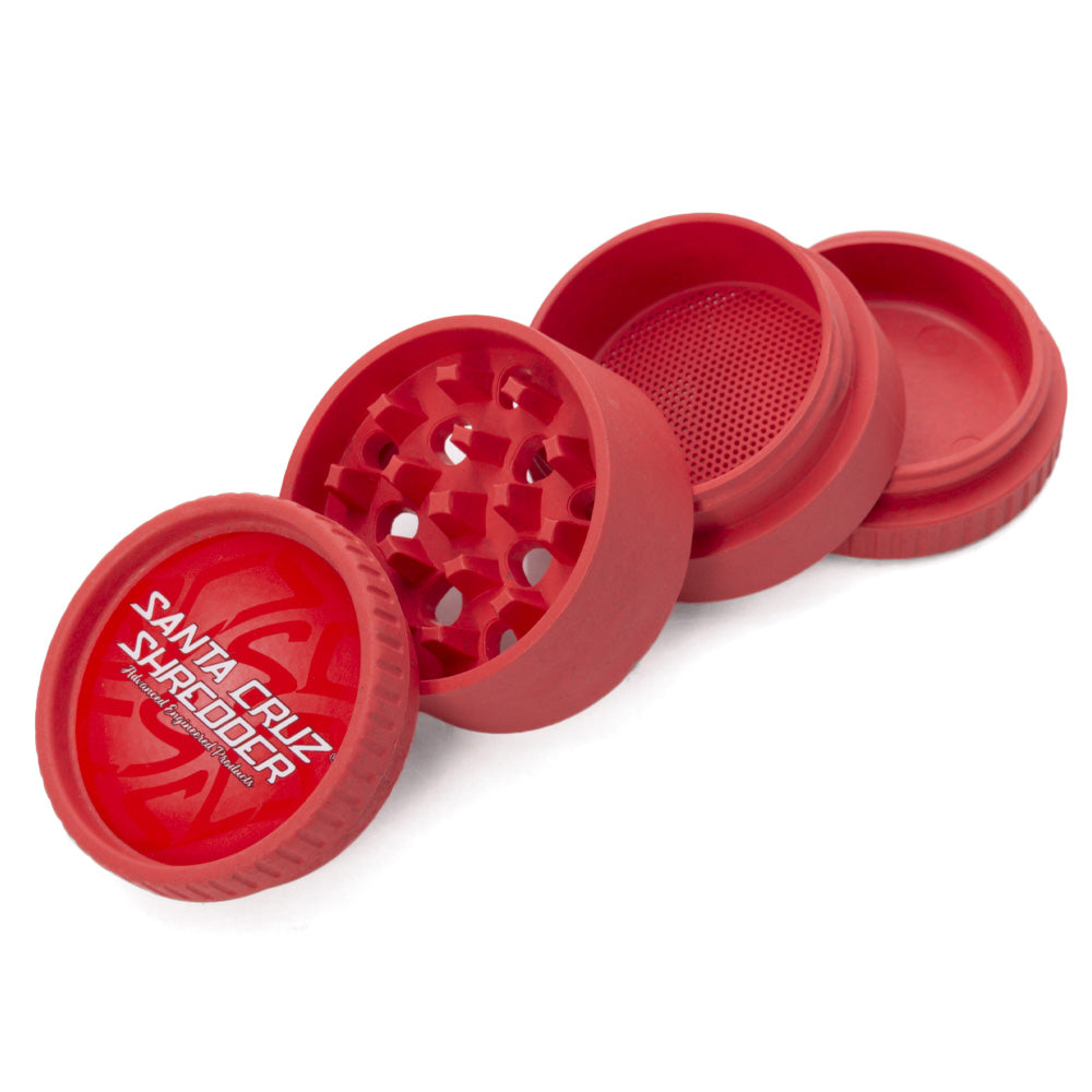 Red 4 Piece Hemp Grinder By Santa Cruz Shredder