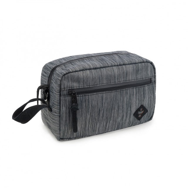 The Stowaway Toiletry Kit Odour Proof Bag By Revelry Striped Dark Grey