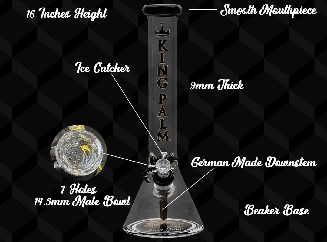 King Palm Limited Edition 16” Glass Beaker Bong with Ice Catcher