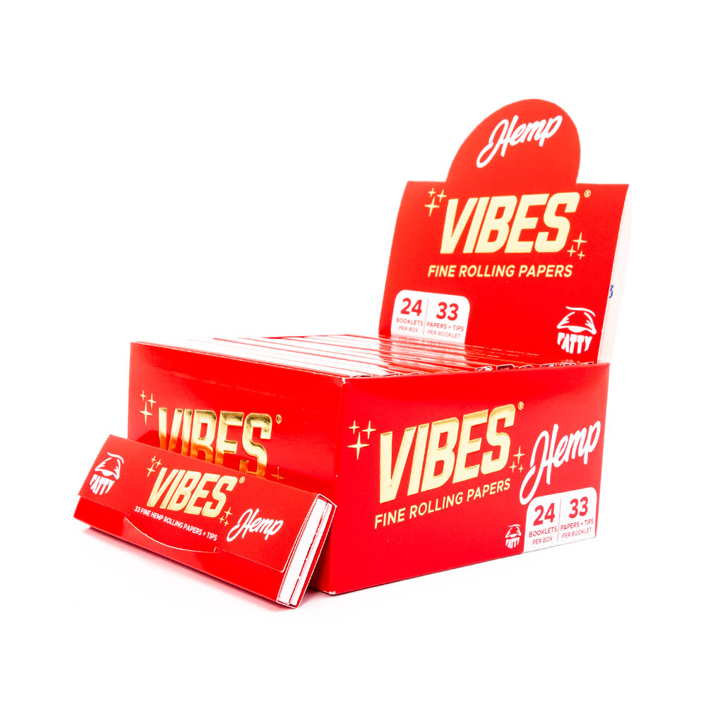 Vibes Fatty Rolling Papers With Tips In Hemp 24Pcs