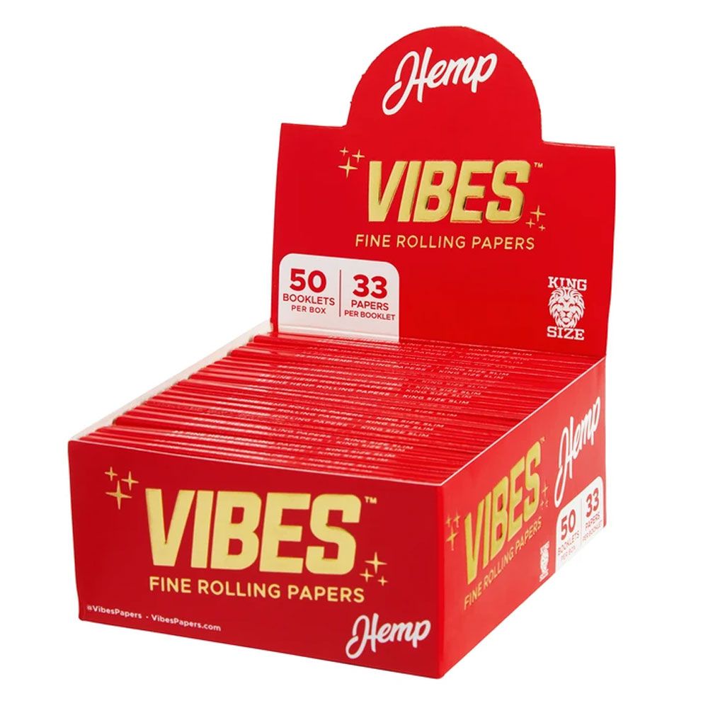 Vibes Hemp King Size Slim Rolling Papers 50Pcs