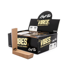 Perforated Kraft Rolling Tips By Vibes Black 50Pcs Slim