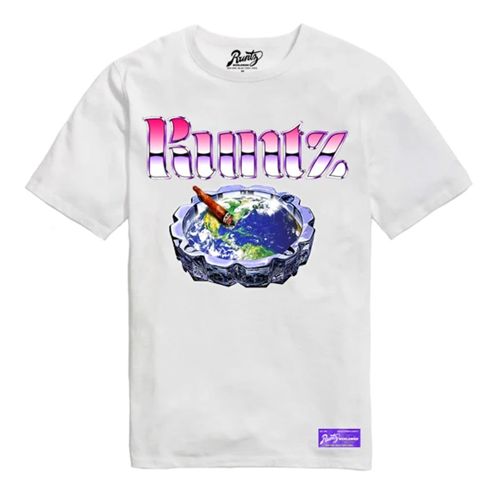 Globe Tray T Shirt By Runtz White Small