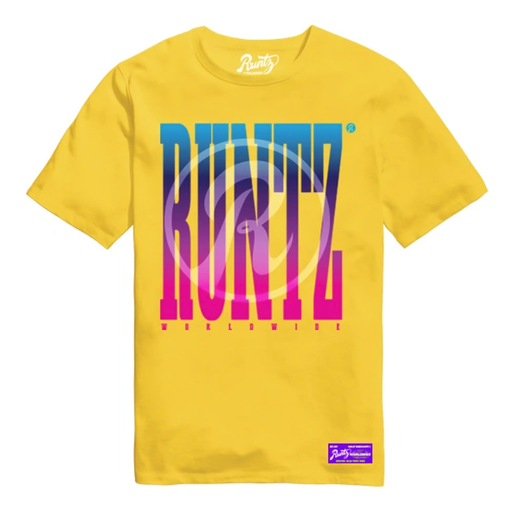 R Logo Worldwide T Shirt By Runtz Yellow Small